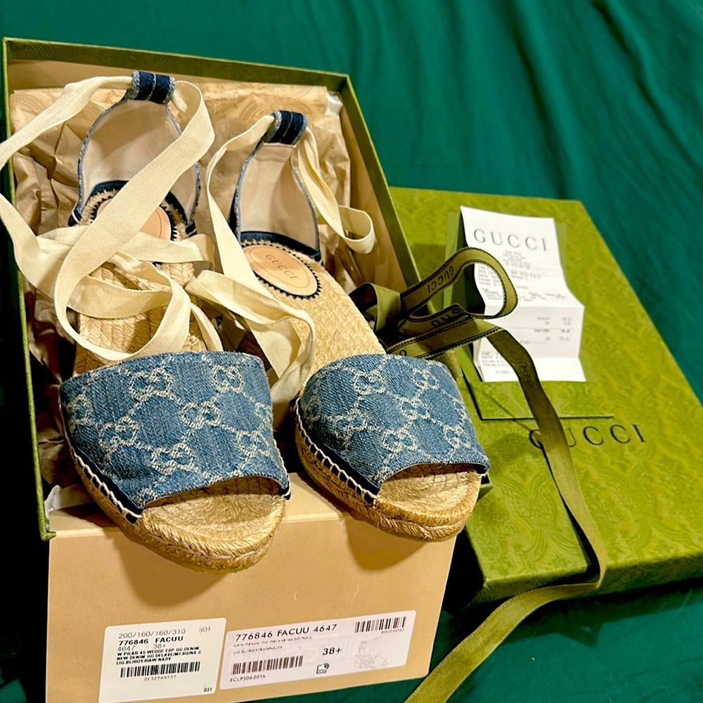 Gucci Espadrille Sandals 38.5 fits 9.5 - Picture 1 of 3